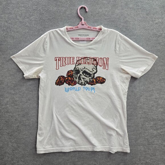 True Religion Other - True Religion Men Shirt M White‎ Graphic Skull Tour Short Sleeve Logo Cotton Tee